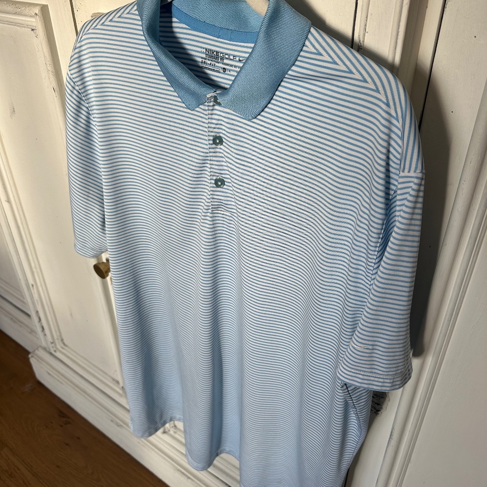 Nike Golf Standard Fit Dri Fit Polo Shirt Size XL Men’s Blue Stripe